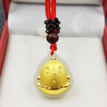 New 24K Gold Inlay Hetian Jade Men and Women Pendant Zodiac Chicken Pendant Free Necklace Gift 2024 - buy cheap