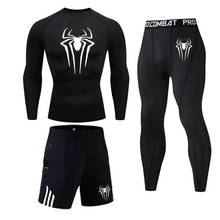 Spiderman logo Men Compression Suit Leggings T Shirt Sport Suit Fitness Gym Shirt Tights Jogging Pants Men thermal underwear set 2024 - buy cheap