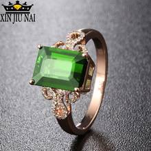 Luxury&Classic Gold Natural Emerald Green Gemstone Wedding Ring Diamond Ring For Women Fine Jewelry Valentine 2024 - buy cheap