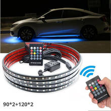 4 x Flexible Car Led Strip RGB with Remote Music Control Ambient Light Car Accessories Underbody Auto Decorative Atmosphere Lamp 2024 - buy cheap