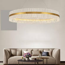 Lustre de cristal moderno, luminária decorativa dourada para sala de estar, led, para pendurar 2024 - compre barato