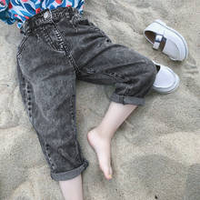 Модные Повседневные черные джинсы в Корейском стиле для мальчиков детские универсальные свободные джинсовые штаны 2024 - купить недорого