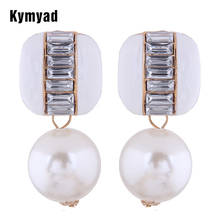 Kymyad-pendientes largos de perlas de imitación, joyería de moda, pendientes colgantes de cristal esmaltado, 2019 2024 - compra barato