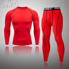 Conjunto de roupa íntima térmica masculina, cores sólidas, calça legging, compressão, fitness, trajes de inverno, roupas para homens 2024 - compre barato