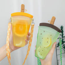 320ml Watermelon Ice Cream Water Bottle With Straw Kids Plastic Bottles Portable Rope Travel Water Cup Student Milk Juice Cup 2024 - buy cheap