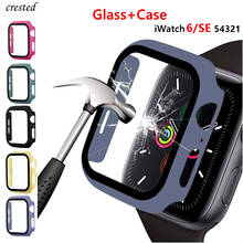 Чехол + стекло для Apple Watch 6, чехол 44 мм 40 мм iWatch 42 мм 38 мм, бампер + защита для экрана, аксессуары для Apple watch Series 5 4 3 SE 2024 - купить недорого