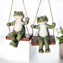 1 Pair of Cute Frogs Statues Hanging Garden Couple Sculptures Ceramics for Home Garden Decor PW 2024 - buy cheap