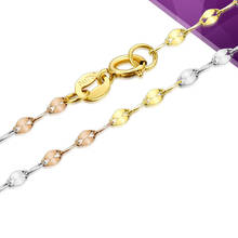 FINE AU750-cadena de oro amarillo y blanco rosa de 18K para mujer, collar de eslabones de trébol, cadena de 18 pulgadas 2024 - compra barato