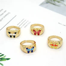 1PC New Punk Enamel Colorful Butterfly Ring For Women Trendy Multicolor Animals Metal Open Finger Ring Jewelry Gift R274 2024 - buy cheap
