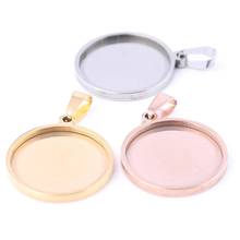 10pcs 20mm rose gold plated stainless steel pendant cabochon base settings diy blank cameo bezel trays for jewelry making 2024 - buy cheap