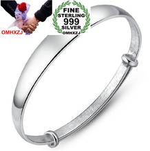 OMHXZJ Wholesale fashion jewelry woman kpop star Smooth Fine 999 Sterling Silver adjustable bracelet Bangles gift SZ16 2024 - buy cheap