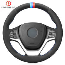 LQTENLEO Black Suede Hand Sewing Car Steering Wheel Cover For BMW X5 F15 2014-2018 X5 M F85 2014-2018 X6 F16 X6 M F86 2015-2019 2024 - buy cheap