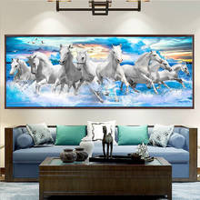 Pintura de diamante cavalo branco faça você mesmo completo quadrado redondo broca bordado mosaico de ponto de cruz arte de diamante estrutura de vida 2024 - compre barato