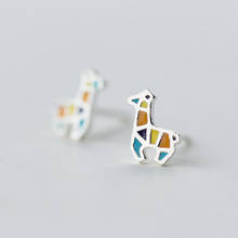 Brincos girafa de prata esterlina 100% real, brinco para mulheres, meninas, joias, brinco 2024 - compre barato