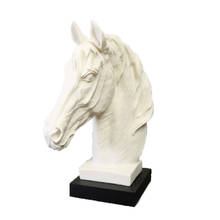 Nordic White Sandstone Horse Head Statue Sculpture Resin Ornaments Home Living Room Bedroom Decoration Geometric Accessories 2024 - buy cheap
