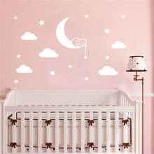 Vinyl Cat Moon & Stars Wall Sticker Clouds Nursery Wall Decal Childs Room decoration Wall Decal Cloud Wall Art Wall Decals HY952 2024 - buy cheap