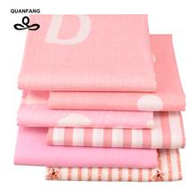 QUANFANG 6pcs/lot Pink series Printed Twill Cotton Fabric For Patchwork DIY Quilting Sewing,Baby,Children Sheet,Pillow,Cushio 2024 - buy cheap