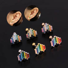 1PC Heart  Zircon Ear Piercing Studs Helix Earring for Women 20G Stainless Steel Studs Earrings Small Cartilage Piercing Jewelry 2024 - buy cheap