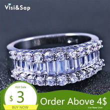 Visisap роскошные кольца с Т-образным квадратным цирконием для женщин, лучший подарок на день рождения, белое золотое кольцо, Прямая поставка, ювелирные изделия B2970 2024 - купить недорого