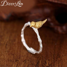 Personalidade moda vintage prata cor pássaro anéis para mulher punk thai prata anéis redimensionáveis 2024 - compre barato