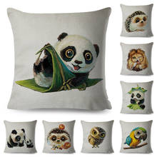 Fronha de almofada colorida de panda e papagaio, capa para carro, sofá, decoração de quarto infantil, fronha de animal 2024 - compre barato
