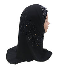 Pañuelo para la cabeza con diamantes de imitación para mujer y Niña musulmana, HIjab musulmán, Jersey, turbante, moda Islámica 2024 - compra barato