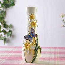 Wshyufei vaso de flores europeu, vaso de flores em cerâmica, para decoração de sala de estar, mesa de jantar, para casa 2024 - compre barato