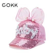 COKK Mesh Baseball Cap Kids Snapback Hats For Girls Boys Baby Big Yarn Bow Sequin Children Summer Hat Cap Sunhat Bone Outdoors 2024 - buy cheap