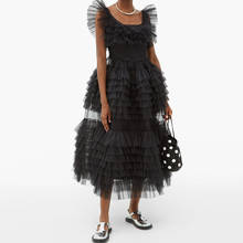 Vestido de festa feminino, vestido preto de tule com babados, na moda, rosa quente, para eventos formais 2024 - compre barato