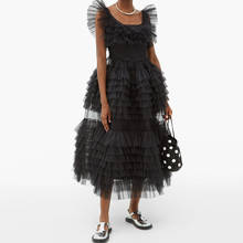 Fashion Black Ankle Length Tulle Women's Dress Ruffles Tiered Hot Pink Women Formal Event Party Dress 2024 - buy cheap