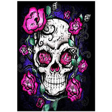 Full round diamond painting Cartoon skull flower  5D DIY diamond embroidery mosaic landscape art kit home decoration 2024 - buy cheap