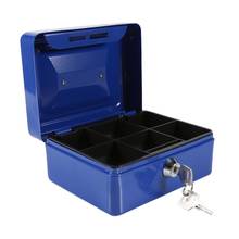 Mini caja de seguridad portátil de acero azul, caja de seguridad para dinero en efectivo, monedas, para el hogar 2024 - compra barato