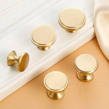 Brass Door Knobs and Handles for Cabinet Kitchen Cupboard l Simple Nordic Furniture Handles Copper Drawer Pulls Round 2024 - buy cheap