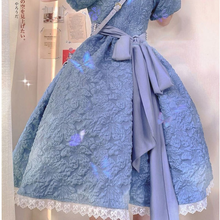 Женское платье с пышными рукавами Bella Philosophy, синее элегантное винтажное платье в стиле «Сладкая Лолита», повседневное милое платье с пышными рукавами для лета, 2021 2024 - купить недорого