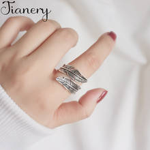 JIANERY Wholesale Real Silver Color Feather Rings For Women Statement Jewelry Finger Ring anillos mujer bijoux 2024 - buy cheap