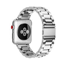 Ремешок из нержавеющей стали для Apple watch band 44 мм 40 мм 42 мм 38 мм, металлический браслет для apple watch 5/4/3/2/1, аксессуары для Iwatch band 2024 - купить недорого