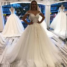 E JUE SHUNG Charming Wedding Dress Ball Gown Off Shoulder Bride Dress Lace Up Back Appliques Tulle Sequin Dubai Vestios De Novia 2024 - buy cheap