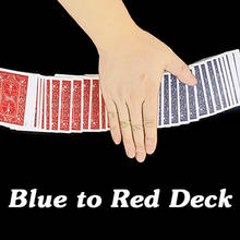 Azul para vermelho baralho truques de magia jogando cartão de mudança de cor close-up magia adereços de palco ilusões gimmick mentalismo cartão mágico 2024 - compre barato