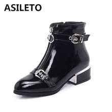 ASILETO buckle Ankle Boots zipper round Toe Footwear low Heels Female Boot Shoes Woman 2020 platform Booties bottines size 43 2024 - buy cheap