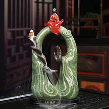 Fog Waterfall Backflow Incense Burner Zen Ceramic Monk Set Big Size Bergamot Incense Holder Living Room Ornaments Incense Base 2024 - buy cheap