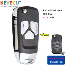 KEYECU-llave de coche remota abatible mejorada para Audi A3, A4, A6, A8, modelos antiguos 1999-2002, Fob, 3 botones, 433,92 MHz, Chip ID48, 4D0837231A 2024 - compra barato