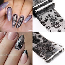 1 Roll Black Chic Lace Pattern Nail Foils Flower Series Nail Transfer Stickers DIY Design Tips Slider Nail Art Decals Decoration 2024 - buy cheap