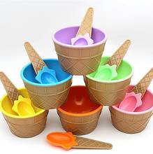 Набор милых мисок для мороженого с ложками замечательные подарки Детские любимые десертные конусы для мороженого самодельные трубки 6 цветов #10 2024 - купить недорого