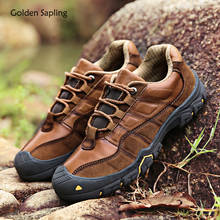 Golden Sapling-zapatos informales para hombre, calzado táctico de piel auténtica, planos, transpirables, con plataforma, para senderismo y ocio 2024 - compra barato