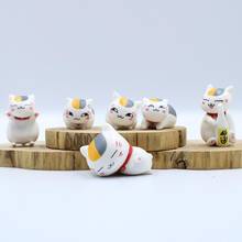 6 шт./компл. милые японские аниме Нацумэ юцзиньчоу ньянко сэнсей кошка виниловые брелоки экшн-Фигурки игрушки для детей подарок 2024 - купить недорого
