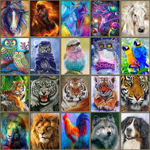 5d pintura diamante animais cavalo diamante mosaico tigre leão diy completo redondo diamante bordado ponto cruz strass arte 2024 - compre barato