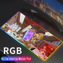 Grande brilho do jogo mousepad anime rgb rick mouse pad xxl tapete de computador led retroiluminado tapete mause 2024 - compre barato