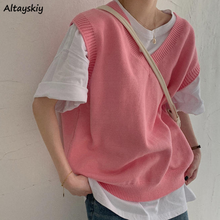 Sweater Vest Women Spring Loose Cropped Simple All-match BF Fashionable Female Knitting Tunic Korean Streetwear Harajuku Popular 2024 - buy cheap