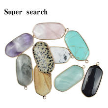 Natural Stone Quartz Pink Crystal Turquoises Black Onyx Rectangle Pendant for Diy Jewelry Making Necklace Accessories Wholesale 2024 - buy cheap