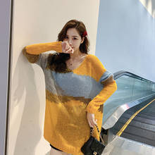 2021 осенний полый свитер с длинным рукавом, вязаный женский свитер, Свободный пуловер свободного покроя большого размера, блузка, топ, одежда 2024 - купить недорого